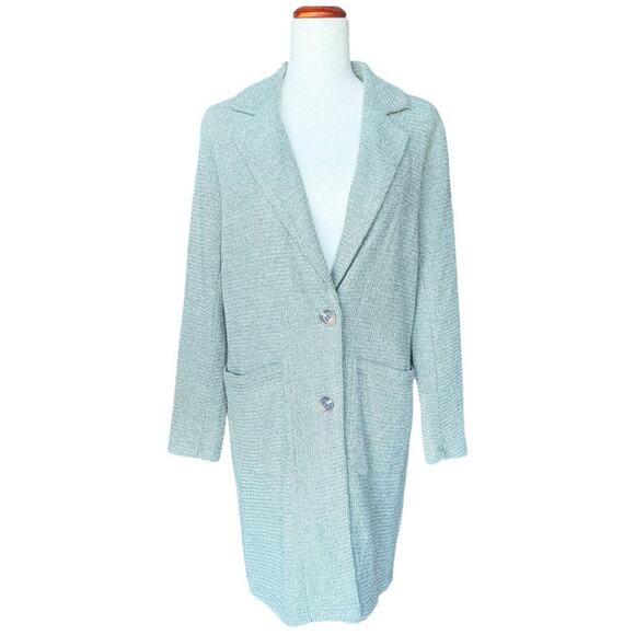 French Mauve Anthropologie Sage Textured Knit Longline Blazer Cardigan Coat S - Picture 1 of 10